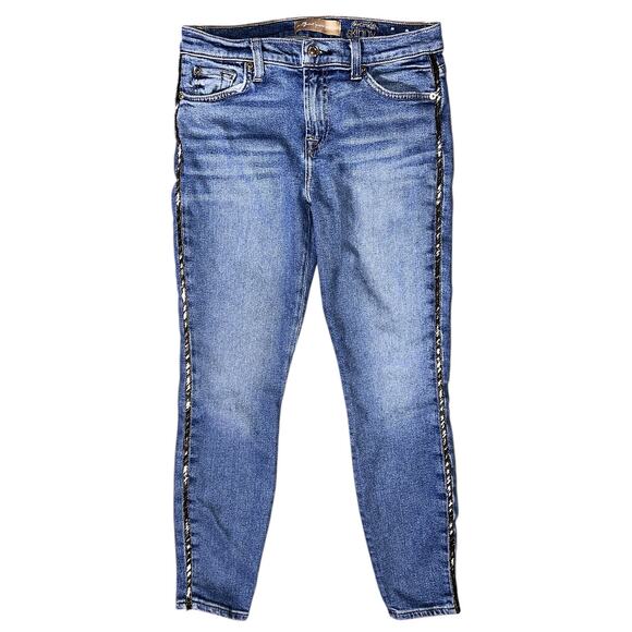 7 For All Mankind Embellished The Ankle Skinny Jeans 28X25 - Picture 1 of 7